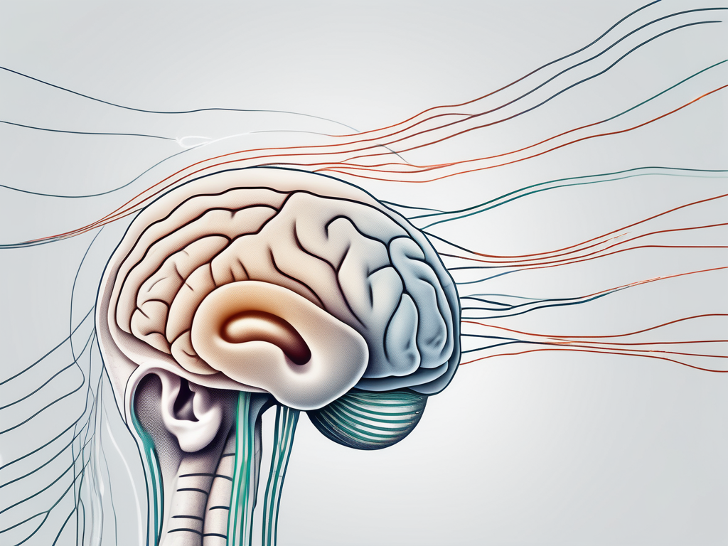 The inner ear showing the vestibular nerve connecting to the brain