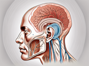 A healthy ear anatomy highlighting the vestibular nerve