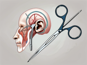 A human ear anatomy highlighting the vestibular nerve