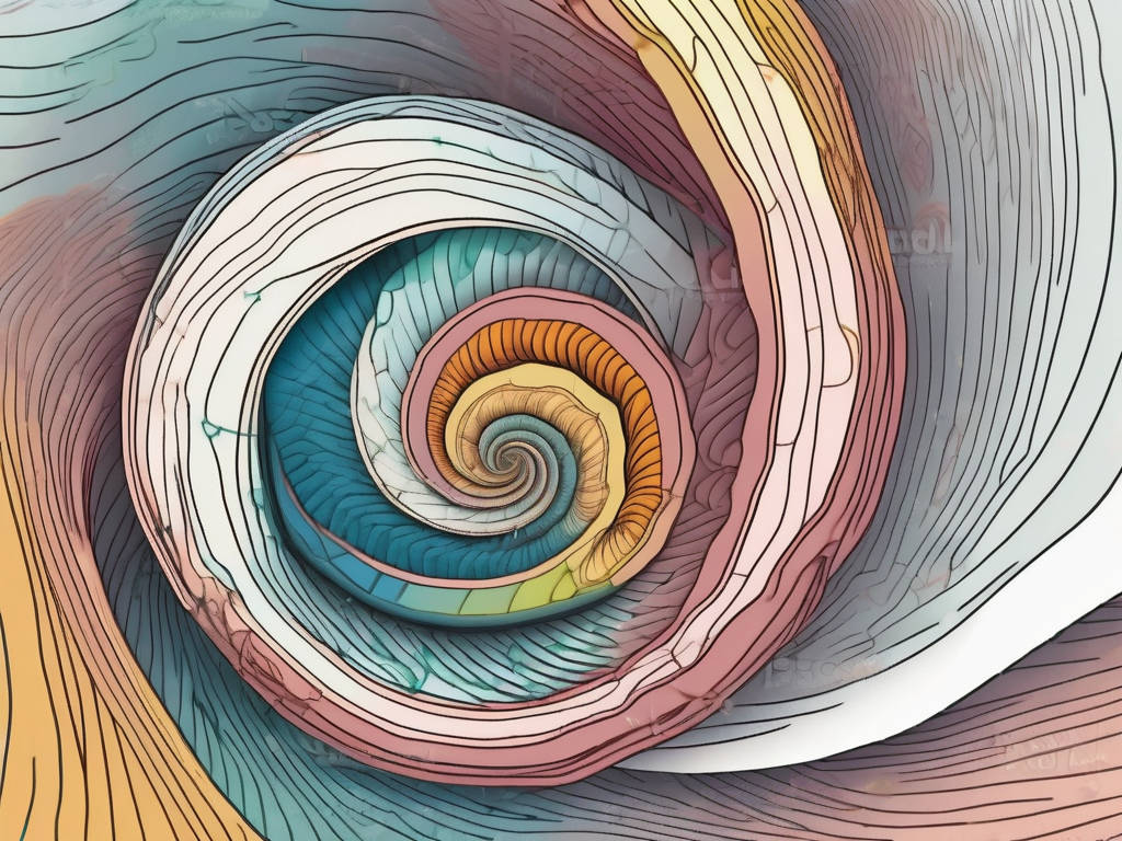 The inner ear highlighting the cochlea as a spiral-shaped structure and the vestibular nerve as a connecting pathway