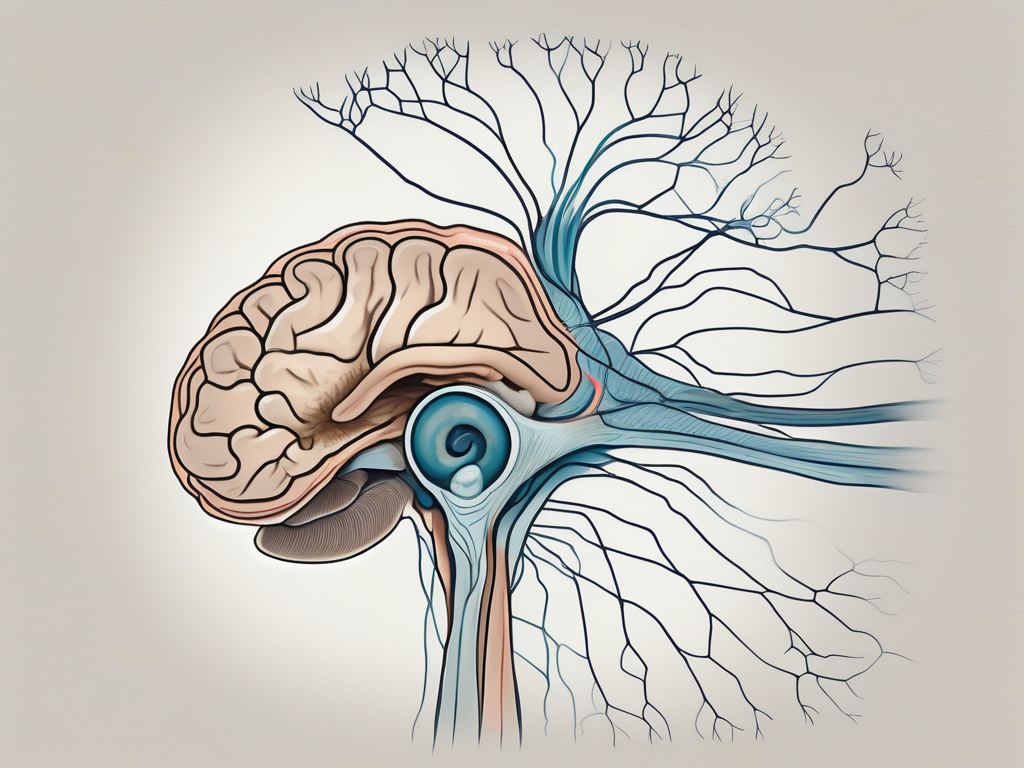 The cochlear and vestibular nerves merging to form the eighth cranial nerve