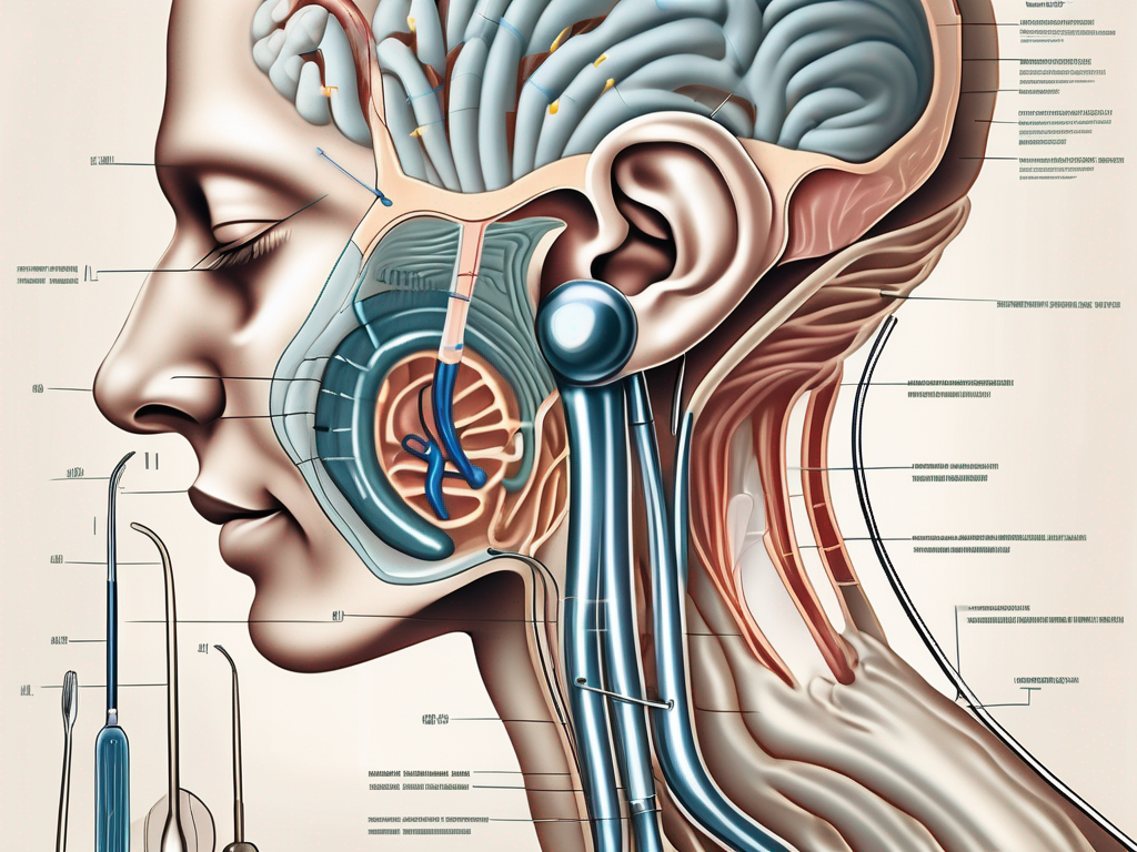 The inner ear highlighting the labyrinth and vestibular nerve